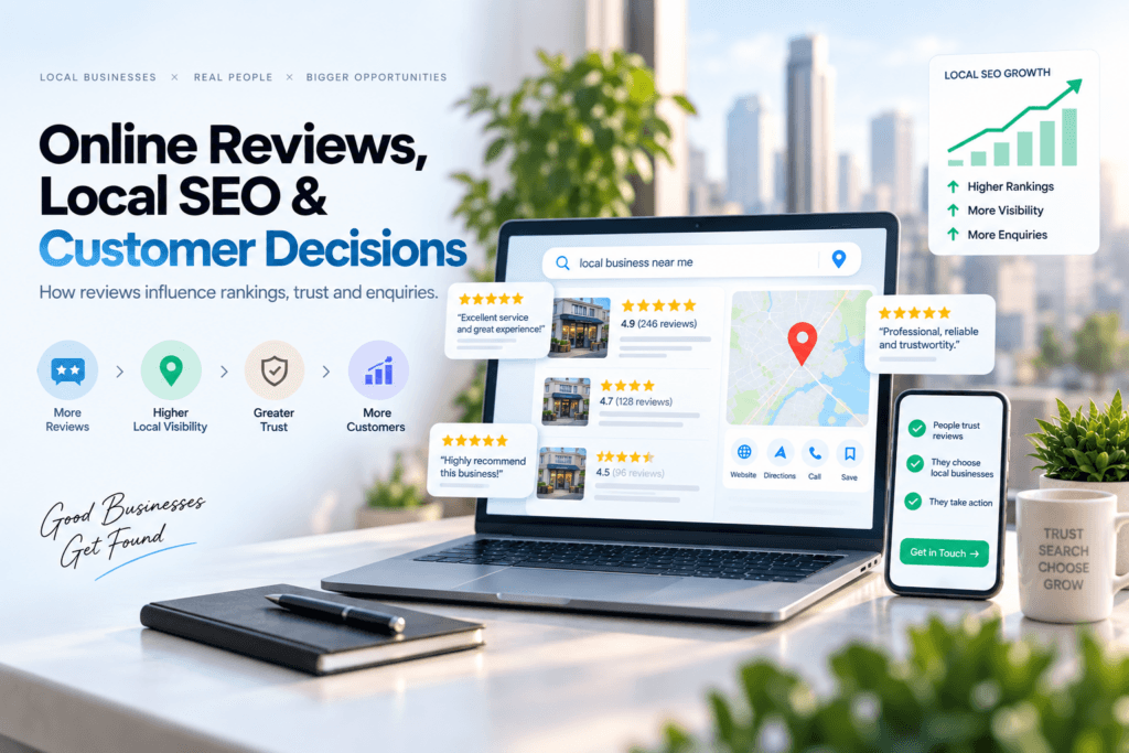 Online reviews and local SEO influencing customer decisions and local business visibility