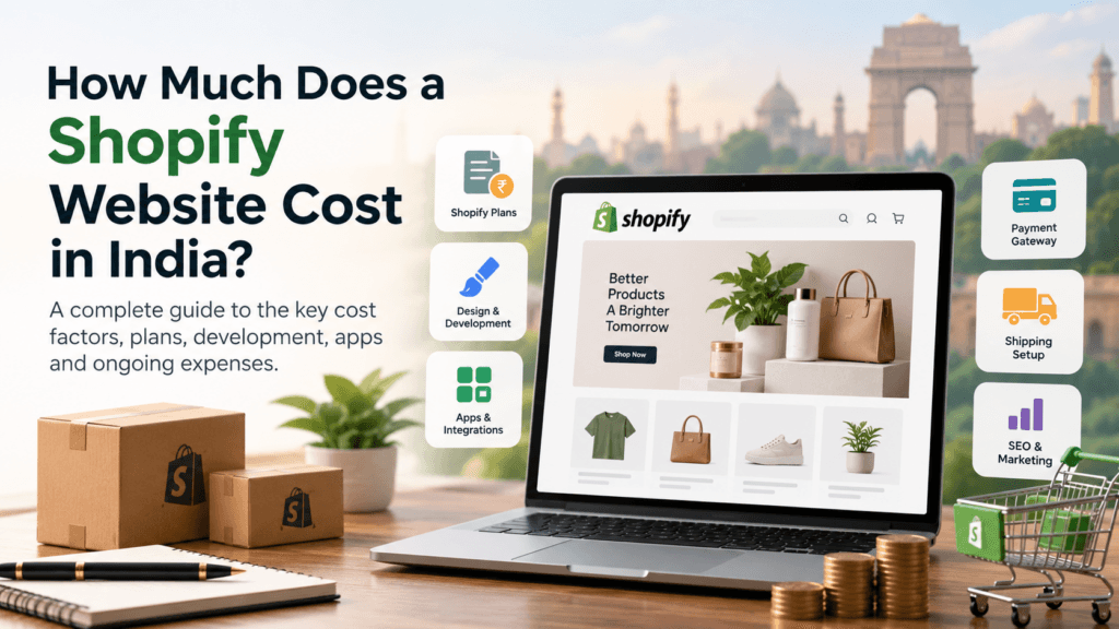 Shopify website cost in India including plans, development, apps, payment gateway, shipping and SEO